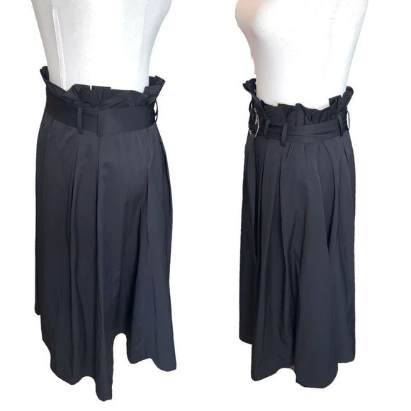 ZARA BLACK A-LINE PLEATED SKIRT WITH BELT | NEW WITH TAGS | NO FLAWS | MEDIUM - Picture 6 of 11